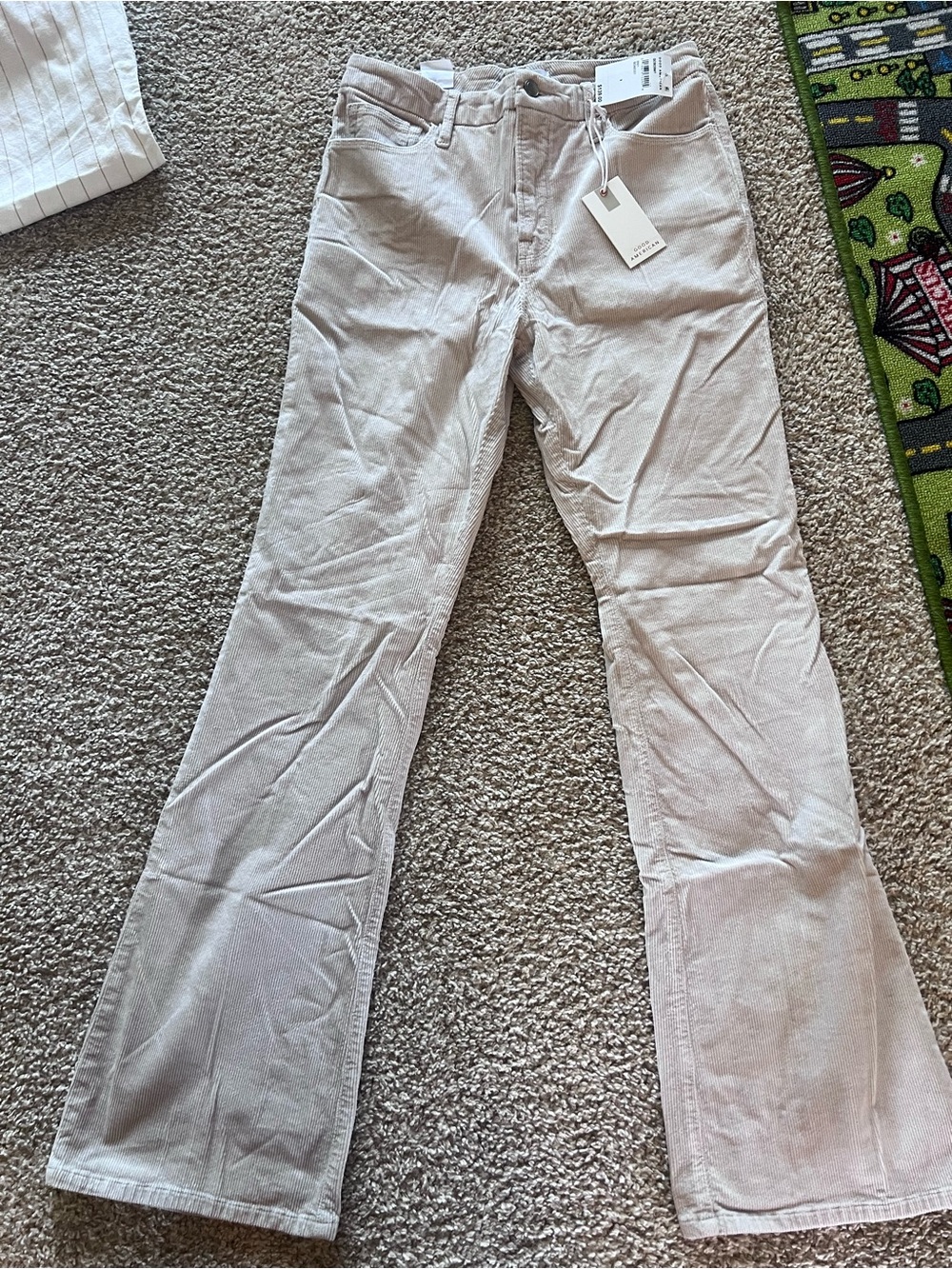 Good American Light Beige Wide-Leg Jeans